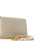 Grain De Poudre Matelasse Chevron Monogram Envelope Chain Wallet Crema Soft