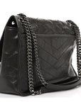Crinkled Calfskin Matelasse Monogram Medium Niki Chain Satchel Storm