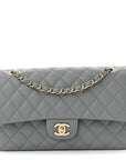 Caviar Quilted Medium Double Flap Grey