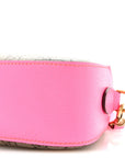 GG Supreme Monogram Textured Dollar Calfskin Web Ophidia Small Crossbody Bag Beige Ebony Fuchsia