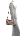 Sheepskin Matelasse Chevron Monogram Medium College Bag Rose Poudre