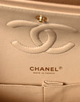 Caviar Quilted Medium Double Flap Beige