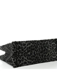 Canvas Mizza Embroidered Large Leopard Book Tote Grey