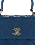 Lambskin Quilted Small Trendy CC Flap Dual Handle Bag Blue