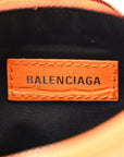 Extra Supple Calfskin Crocodile Embossed Le Cagole Shoulder Bag XS Pop Orange