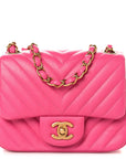 Lambskin Chevron Quilted Mini Square Flap Pink
