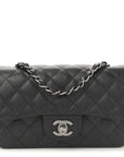 Iridescent Caviar Quilted Mini Rectangular Flap Black