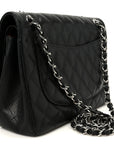 Caviar Quilted Jumbo Double Flap Black
