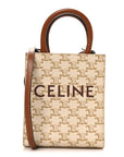 Triomphe Canvas Calfskin Mini Vertical Cabas White