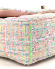 Tweed Quilted Mini Rectangular Flap Pink Green Orange Purple