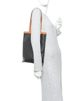 Triomphe Canvas Calfskin Flat Shopper Tote Honey