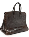 Shiny Porosus Crocodile Birkin 35 Havane