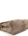 Suede Y Quilted Monogram Medium Loulou Chain Satchel Taupe
