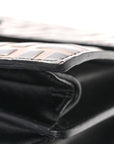 Vitello Liberty Bi-Color FF 1974 Embossed Small Kan U Shoulder Bag Maya Black