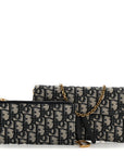 Oblique Saddle Chain Long Wallet Blue