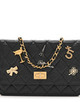 Aged Calfskin Quilted Lucky Charms 2.55 Reissue Wallet On Chain WOC Black