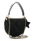 Velvet Effect Nylon Shiny Crumpled Calfskin Coco Neige Quilted Clutch With Chain Black