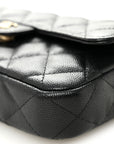 Caviar Quilted Flap Phone Holder With Chain Black