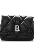 Nappa Calfskin Quilted Touch B Puffy Clutch Black