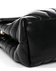 Calfskin Y Quilted Monogram Medium Loulou Chain Satchel Black