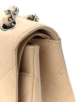 Caviar Quilted Jumbo Double Flap Beige