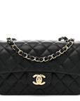 Lambskin Quilted Mini Rectangular Flap Black