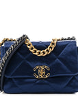 Satin Quilted Medium CHNL 19 Flap Blue