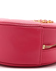 Lambskin Quilted CHNL 19 Round Clutch With Chain Pink