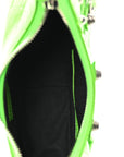 Extra Supple Calfskin Crocodile Embossed Le Cagole Shoulder Bag XS Acid Green