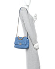 Lambskin Quilted Medium CHNL 19 Flap Blue