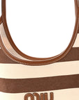 Canvas Calfskin Striped Ivy Cacao Naturale