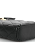 Caviar Quilted Small Vertical Coco Beauty Vanity Case With Chain Black