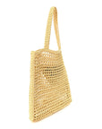 Yarn Raffia Effect Crochet Logo Embroidered Tote Bag Naturale