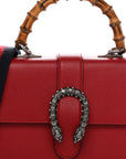Dollar Calfskin Crystal Web Medium Dionysus Bamboo Top Handle Bag Hibiscus Red Black Diamond