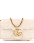 Calfskin Matelasse Super Mini GG Marmont Shoulder Bag White
