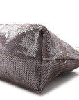Sequin Medium Donut Chain Flamenco Knot Clutch Grey