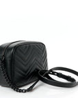 Calfskin Matelasse Monochrome Small GG Marmont Chain Shoulder Bag Black