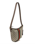 GG Supreme Monogram Web Small Ophidia Half Moon Hobo Brown