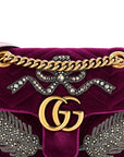 Velvet Matelasse Embroidered Mini GG Marmont Shoulder Bag Bordeaux