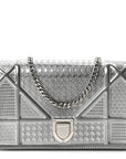 Metallic Patent Micro-Cannage D1ORama Wallet on Chain Pouch Silver