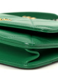 Lambskin Quilted CHNL 19 Wallet On Chain WOC Green