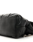 Lambskin Quilted Medium Loulou Puffer Monogram Chain Satchel Black
