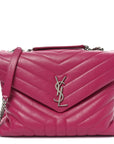 Calfskin Y Quilted Monogram Medium Loulou Chain Satchel Freesia