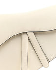 Grained Calfskin Saddle Bag White