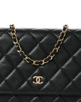 Caviar Quilted Wallet on Chain WOC Black