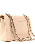 Caviar Quilted Medium Double Flap Light Beige