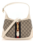 GG Supreme Monogram Azalea Calfskin Web Small Jackie 1961 Hobo Beige Ebony Mystic White