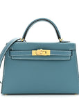 Epsom Mini Kelly Sellier 20 New Blue Jean