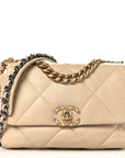 Lambskin Quilted Medium CHNL 19 Flap Beige