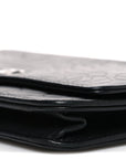 Lambskin Camellia Embossed Wallet on Chain WOC Black